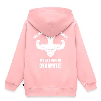 We Are Danish Dynamite! (Dänemark / Wikinger) - Kinder Premium Organic Hoodie - Rosa - Hinten - AI Model Kid Female (0cm)