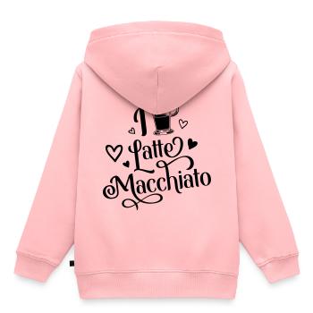 J'adore le café latte macchiato - Sweat Premium à capuche enfant bio - rose - Dos - AI Model Kid Female (0cm)