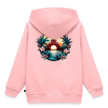 Urlaub / Holiday - Kinder Premium Organic Hoodie - Rosa - Hinten - AI Model Kid Female (0cm)