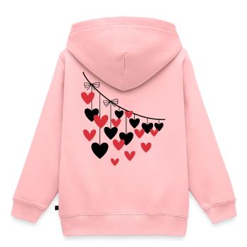 Herzgirlande Viele Herzen - Kinder Premium Organic Hoodie - Rosa - Hinten - AI Model Kid Female (0cm)