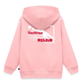 Torfrau - Heldin des Fußballplatzes - Kinder Premium Organic Hoodie - Rosa - Hinten - AI Model Kid Female (0cm)