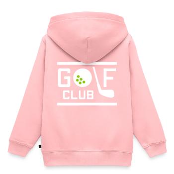 Club de golf (balle de golf o, club de golf comme l) - Sweat Premium à capuche enfant bio - rose - Dos - AI Model Kid Female (0cm)