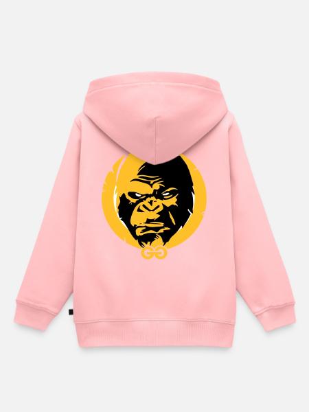 Grosse tête de gorille sombre - Sweat Premium à capuche enfant bio - rose