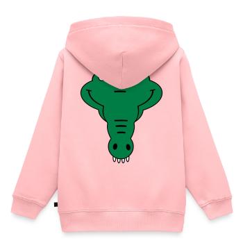 alligator - Sweat Premium à capuche enfant bio - rose - Dos - AI Model Kid Female (0cm)