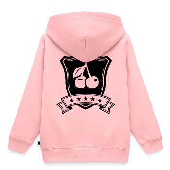 Kirschen schild - Kinder Premium Organic Hoodie - Rosa - Hinten - AI Model Kid Female (0cm)
