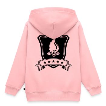 Armoiries du feu de camp - Sweat Premium à capuche enfant bio - rose - Dos - AI Model Kid Female (0cm)
