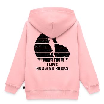 I Love Hugging Rocks Bouldering Rock Boulder Climb - Kinder Premium Organic Hoodie - Rosa - Hinten - AI Model Kid Female (0cm)