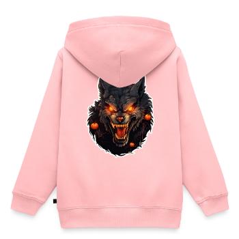 Loup-garou avec Halloween - Sweat Premium à capuche enfant bio - rose - Dos - AI Model Kid Female (0cm)