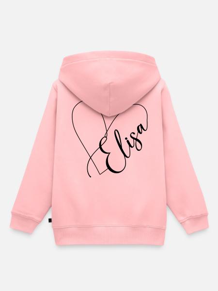 Elisa Nome Linea Cuore - Felpa Premium con cappuccio bambino bio - rosa