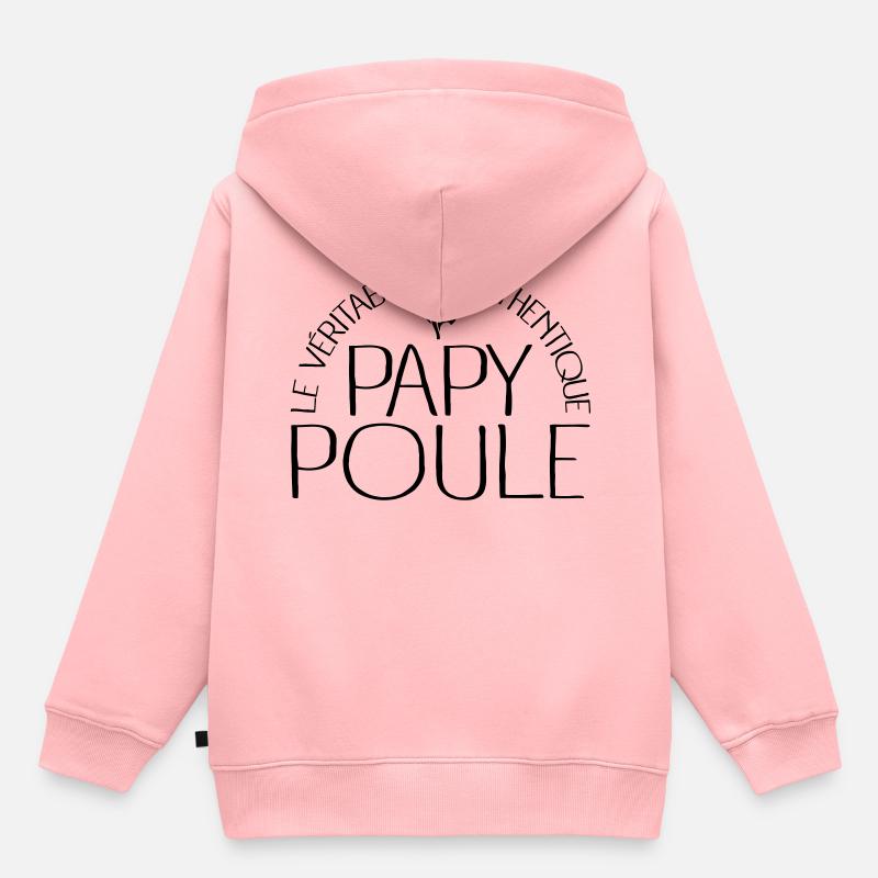 Papy Poule - Sweat Premium à capuche enfant bio - rose