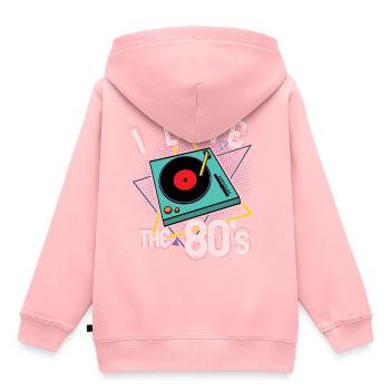 J'aime le cadeau de platine de 80 ans - Sweat Premium à capuche enfant bio - rose - Dos - AI Model Kid Female (0cm)