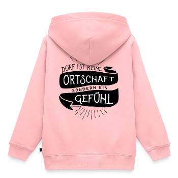Le village n’est pas un lieu mais un sentiment - Sweat Premium à capuche enfant bio - rose - Dos - AI Model Kid Female (0cm)