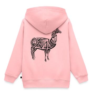 Alpaka Tribal Tattoo - Kinder Premium Organic Hoodie - Rosa - Hinten - AI Model Kid Female (0cm)