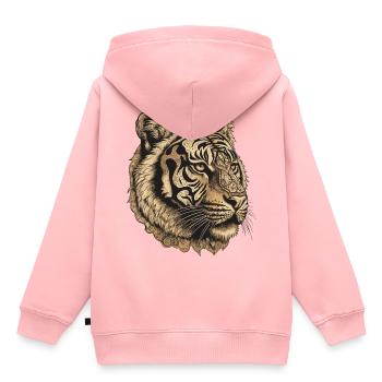 Tiger Portrait - Kinder Premium Organic Hoodie - Rosa - Hinten - AI Model Kid Female (0cm)