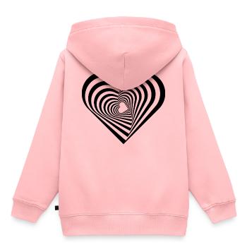 Heart Illusion - Illusion d’optique - Sweat Premium à capuche enfant bio - rose - Dos - AI Model Kid Female (0cm)