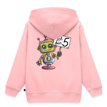 Fünf Jahre 5. Geburtstag kleiner bunter Roboter - Kinder Premium Organic Hoodie - Rosa - Hinten - AI Model Kid Female (0cm)