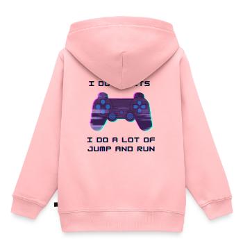 Drôle de jeu disant Gamer Sport Jump and Run - Sweat Premium à capuche enfant bio - rose - Dos - AI Model Kid Female (0cm)