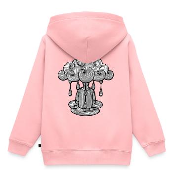 Cloud Montag Regen, Montag ist schlecht ... - Kinder Premium Organic Hoodie - Rosa - Hinten - AI Model Kid Female (0cm)