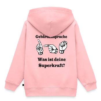 Gebärdensprache - Kinder Premium Organic Hoodie - Rosa - Hinten - AI Model Kid Female (0cm)