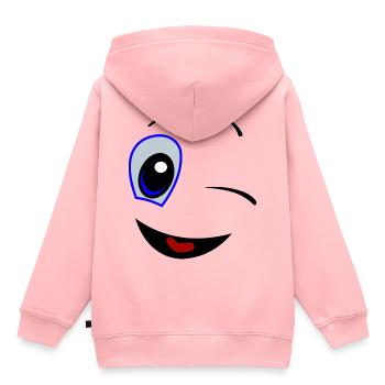 Smiley - Kinder Premium Organic Hoodie - Rosa - Hinten - AI Model Kid Female (0cm)