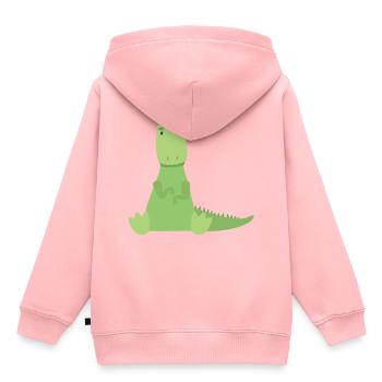 T-Rex - Kinder Premium Organic Hoodie - Rosa - Hinten - AI Model Kid Female (0cm)