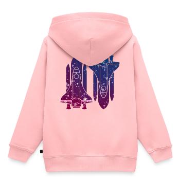 Raketen - Kinder Premium Organic Hoodie - Rosa - Hinten - AI Model Kid Female (0cm)