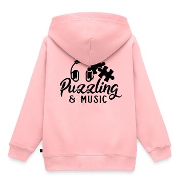 Puzzle und Musik: Puzzler, Musiker - Kinder Premium Organic Hoodie - Rosa - Hinten - AI Model Kid Female (0cm)
