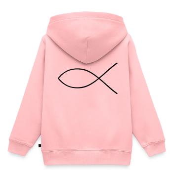 jesus fisch symbol - Kinder Premium Organic Hoodie - Rosa - Hinten - AI Model Kid Female (0cm)