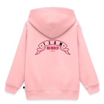 membre de l'équipe banderole - Sweat Premium à capuche enfant bio - rose - Dos - AI Model Kid Female (0cm)