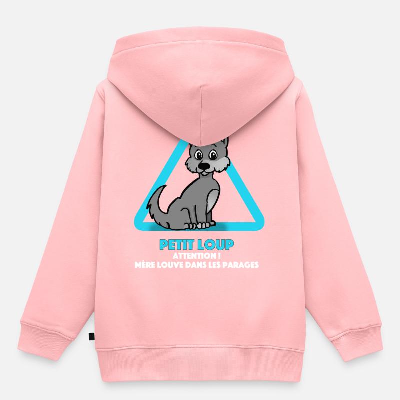 Louveteau (lettres-blanches) - Sweat Premium à capuche enfant bio - rose
