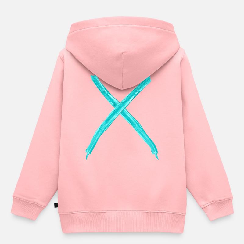 X turquoise - Sweat Premium à capuche enfant bio - rose