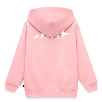 Surfing Evolution - Surf Surfer Affe Mensch - Kinder Premium Organic Hoodie - Rosa - Hinten - AI Model Kid Female (0cm)