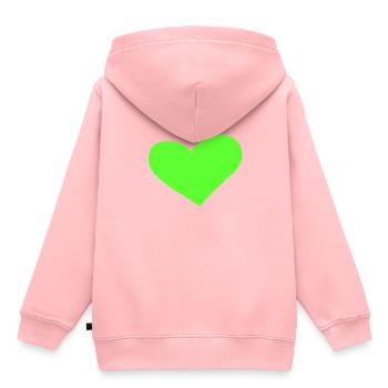 Idée cadeau coeur vert - Sweat Premium à capuche enfant bio - rose - Dos - AI Model Kid Female (0cm)