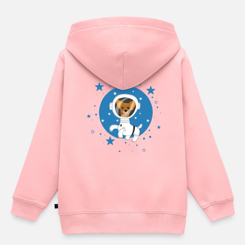Petit chien dans l’espace - Sweat Premium à capuche enfant bio - rose