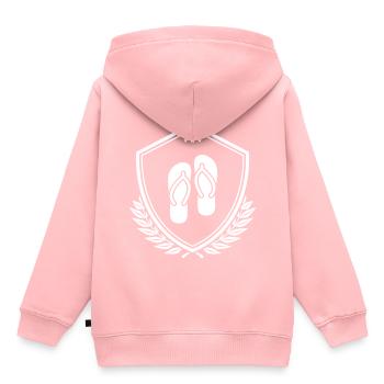 Icône Tongs - Sweat Premium à capuche enfant bio - rose - Dos - AI Model Kid Female (0cm)