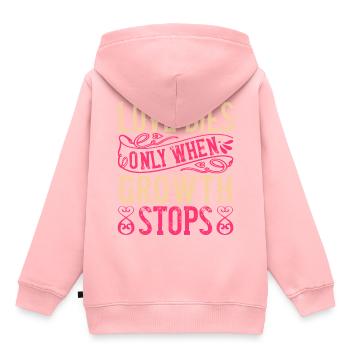 Liebe stirbt nur, wenn das Wachstum aufhört - Kinder Premium Organic Hoodie - Rosa - Hinten - AI Model Kid Female (0cm)