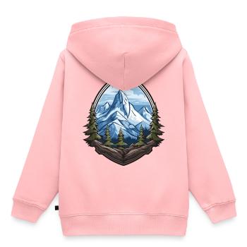Eisberge Mountains Bergsteigen - Kinder Premium Organic Hoodie - Rosa - Hinten - AI Model Kid Female (0cm)
