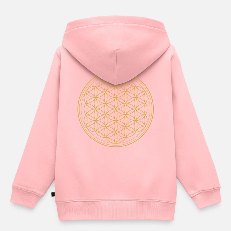 Fleur de vie en or - Sweat Premium à capuche enfant bio - rose