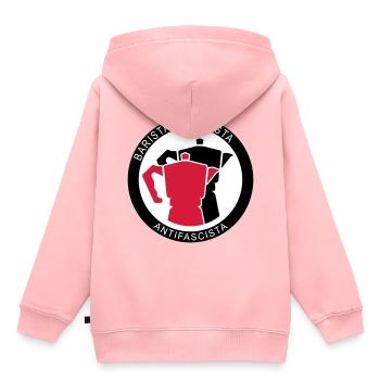 Barista Baristia Antifascista - Coffee for the Left - Kids Premium Organic Hoodie - rose - Back - AI Model Kid Female (0cm)