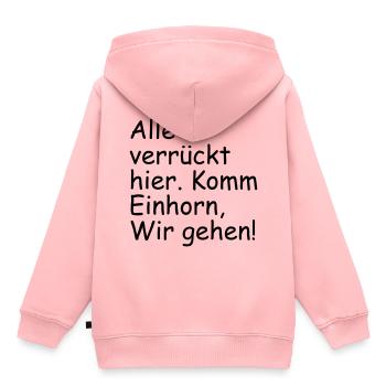 Alle verrueckt hier Komm Einhorn wir gehen - Kinder Premium Organic Hoodie - Rosa - Hinten - AI Model Kid Female (0cm)