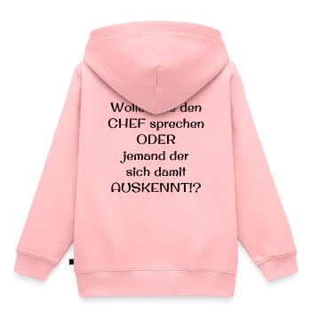 Wollen Sie den CHEF sprechen ODER jemand der sich - Kinder Premium Organic Hoodie - Rosa - Hinten - AI Model Kid Female (0cm)