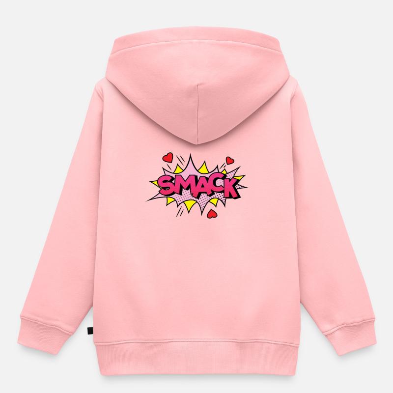 Comic Comic Comic Strips Amour Amour Embrasser - Sweat Premium à capuche enfant bio - rose