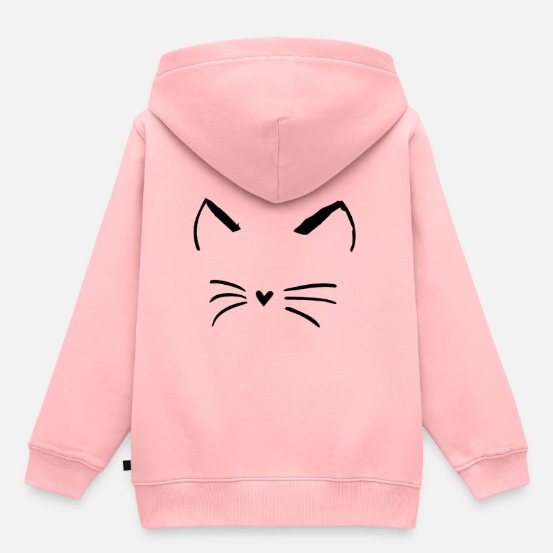 Visage de chat - Sweat Premium à capuche enfant bio - rose
