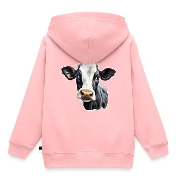 Tête de vache - Sweat Premium à capuche enfant bio - rose - Dos - AI Model Kid Female (0cm)