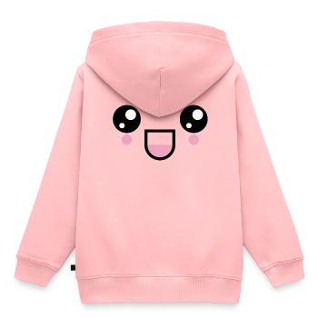 Kawaii visage de rire visage émoticône émoticône visage - Sweat Premium à capuche enfant bio - rose - Dos - AI Model Kid Female (0cm)