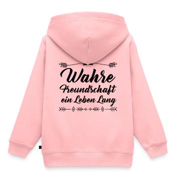 Freundschaft Spruch - Kinder Premium Organic Hoodie - Rosa - Hinten - AI Model Kid Female (0cm)
