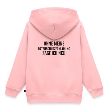 Datenschutz DSGVO Spruch - Ich sage nix! - Kinder Premium Organic Hoodie - Rosa - Hinten - AI Model Kid Female (0cm)