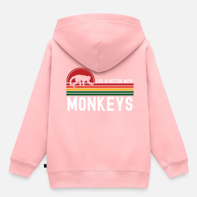 Singe - Sweat Premium à capuche enfant bio - rose