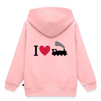 Ich liebe Dampflokomotiven - Kinder Premium Organic Hoodie - Rosa - Hinten - AI Model Kid Female (0cm)