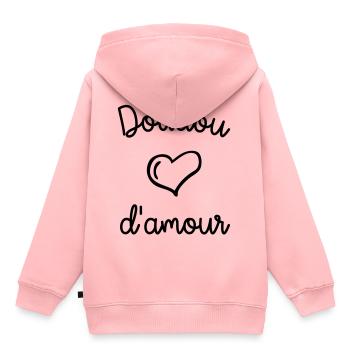 doudou d amour - Sweat Premium à capuche enfant bio - rose - Dos - AI Model Kid Female (0cm)